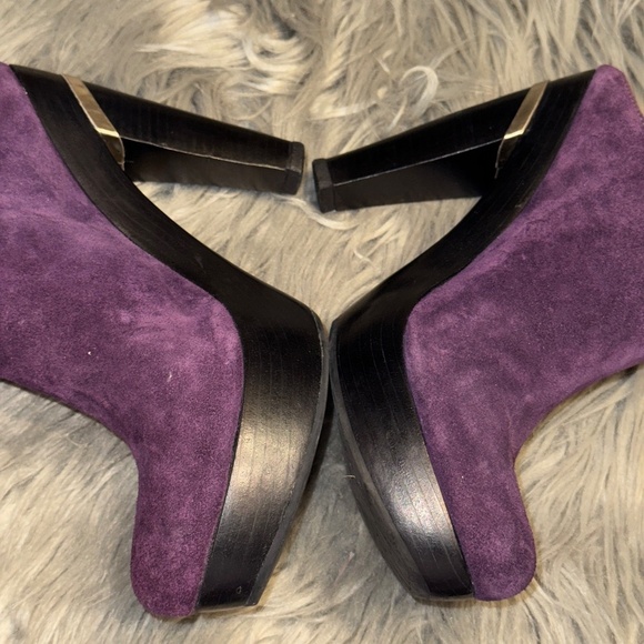 EUC Diane von Furstenberg DVF Purple Suede Heel Mule Pumps Size 6 - Picture 4 of 12